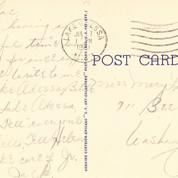 Linen Postcard - Greetings from Lake Odessa,Michigan - Picture 2 of 2